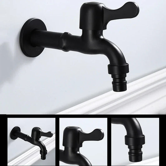 DecorBites™ Antique Black Brass Wall Mount Bibcock Tap for Outdoor Garden and Washing Machine