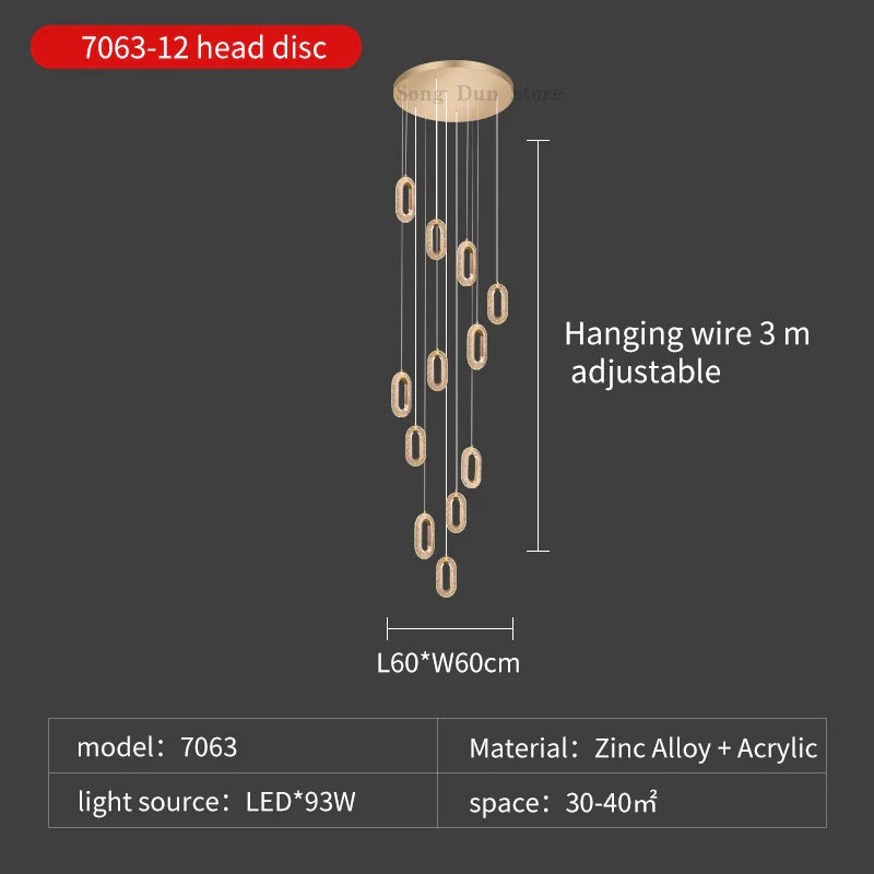 DecorBites™ Duplex Crystal Chandelier: Luxury Cantilevered Pendant Light for Villa Living Room & Staircase