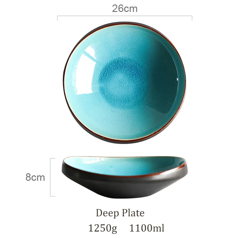 DecorBites™ Ice Cracking Glaze Ceramic Tableware Set - Blue Color