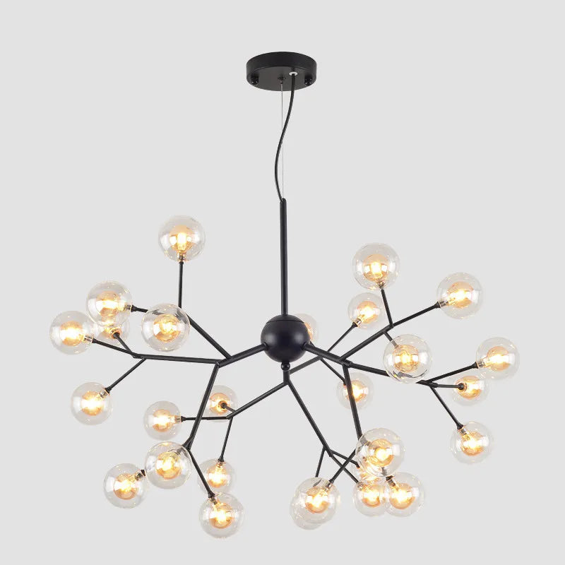 ثريا DecorBites™‎ LED على شكل كرة زجاجية على شكل يراعة شجرة بإضاءة صناعية سوداء