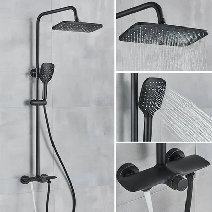DecorBites™ Black Gray Wall Mounted Shower System Set with Bathtub Faucet