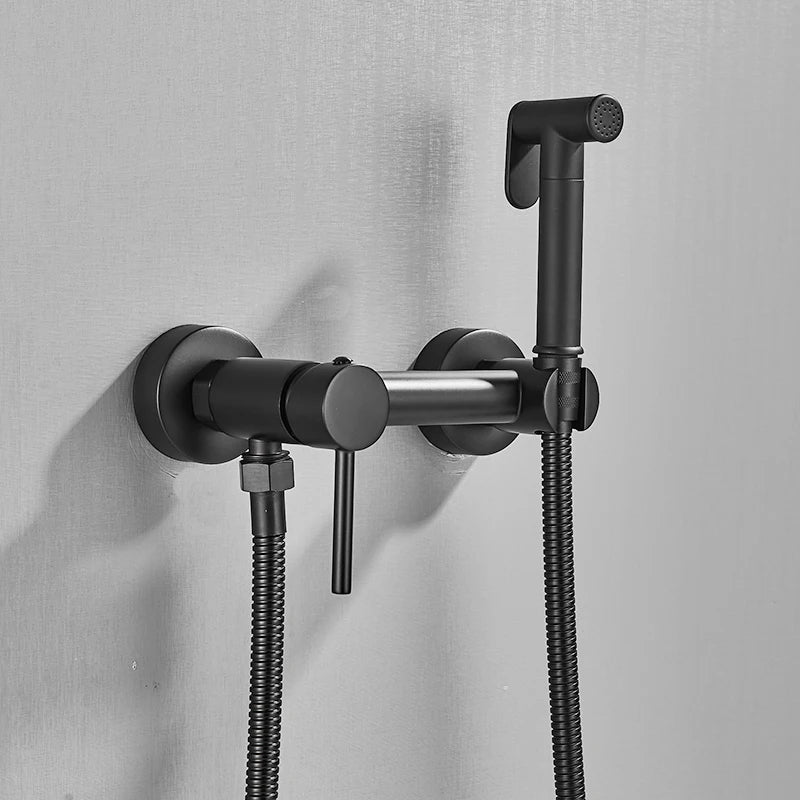 Grifo de bidé DecorBites™ negro, montaje en pared, rociador de ducha para inodoro
