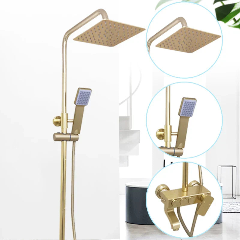 DecorBites™ Black Gold Shower Faucet Set with Rainfall Bathroom Mixer Faucets