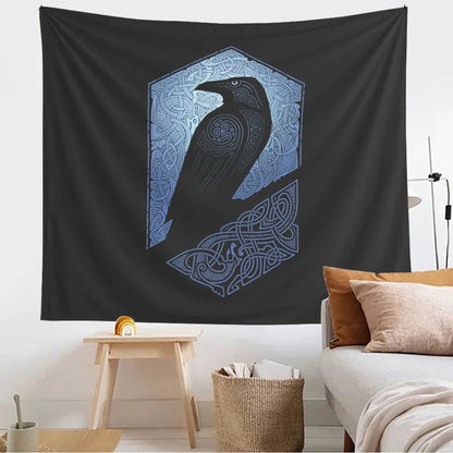 Viking Raven Tapestry for Living Room Decor by Decobites