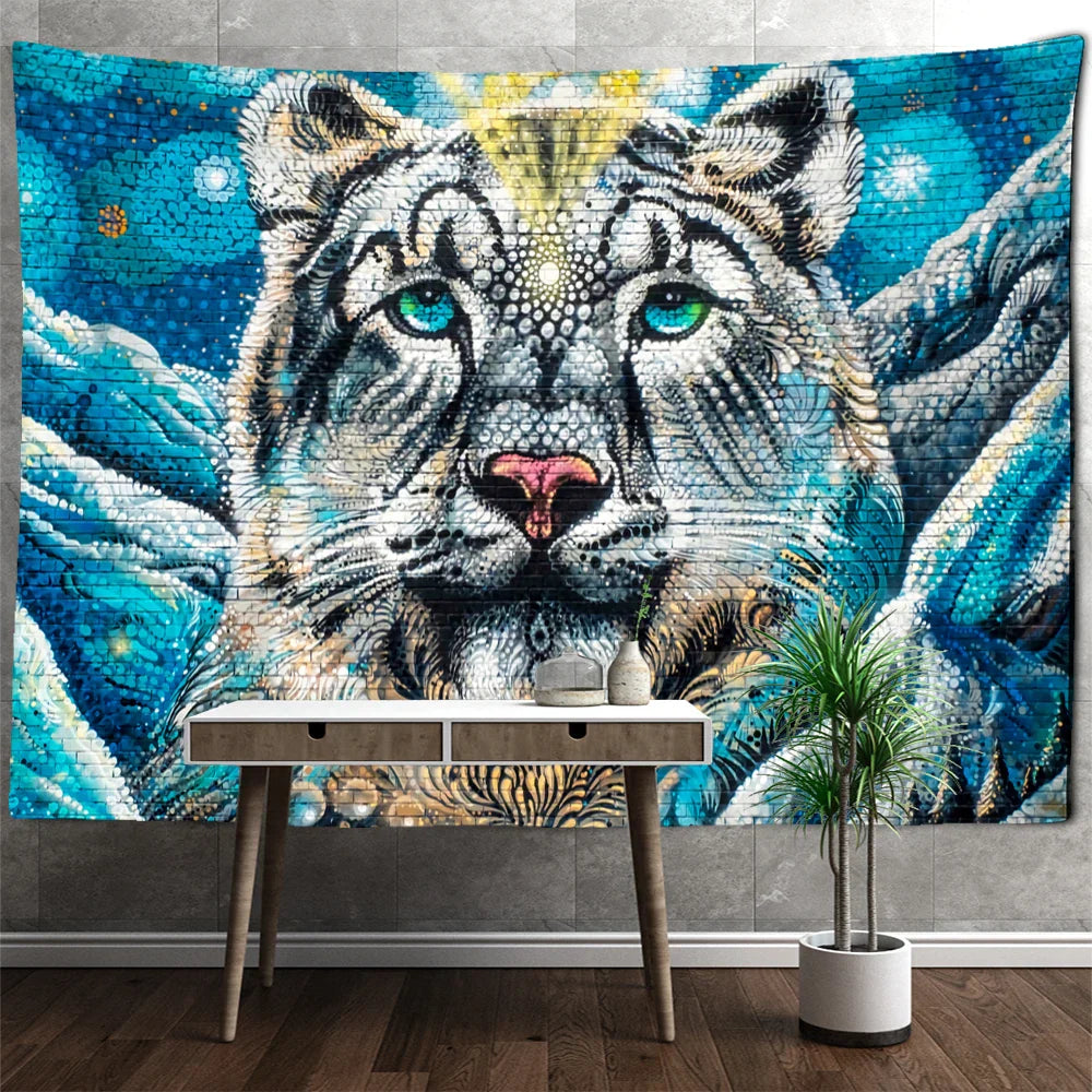 Colorful Lion Tapestry Wall Hanging Bohemian Style Hippie Decobites Home Decor