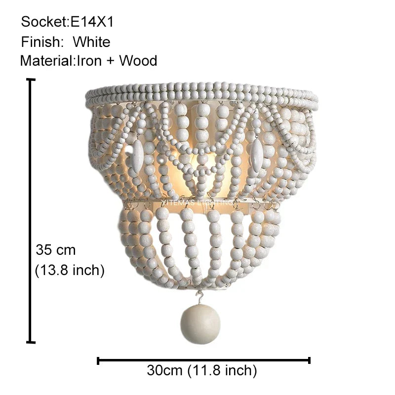 ثريا ديكوربايتس™ الخشبية السوداء المُعلّقة بالخرز - إضاءة نورديك عتيقة للمدخل، وغرفة الطعام، وغرفة النوم