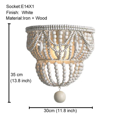 ثريا ديكوربايتس™ الخشبية السوداء المُعلّقة بالخرز - إضاءة نورديك عتيقة للمدخل، وغرفة الطعام، وغرفة النوم