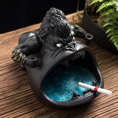 DecorBites™ Gorilla Ceramic Ashtray: Cartoon Animal Decor & Gift