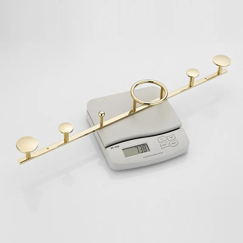 DecorBites™ Brass Towel Hook Set Bathroom Kitchen Hanger Gold Black Row Robe Hat Clothes