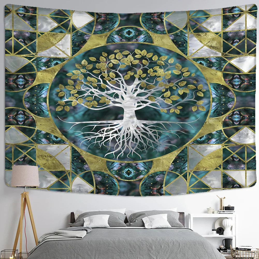 Decobites Viking Tree of Life Tapestry Wall Hanging Bohemian Hippie Home Decor