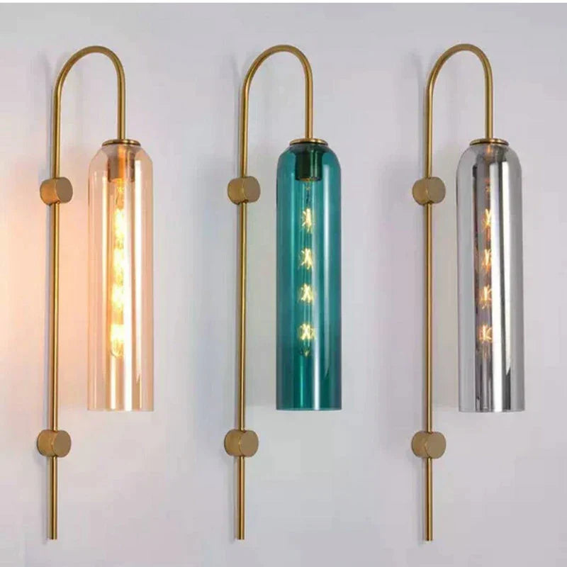 DecorBites™ E27 Glass Wall Light in Smoke Gray Amber Milky White Green for Bedroom Living Room