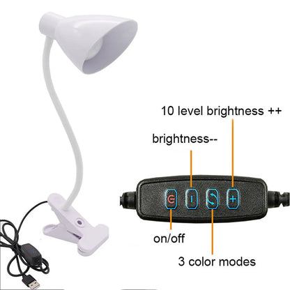 DecorBites™ 5W USB Night Light LED Clip Lamp, Dimmable, 3 Color Modes, 10 Brightness Settings