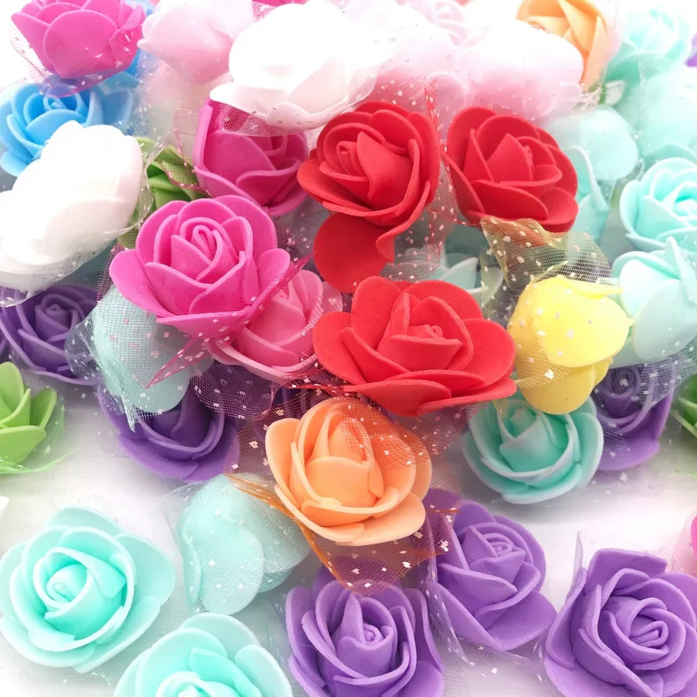 DecorBites™ Handmade Foam Rose Flower Heads | 100Pcs Wedding Craft Decoration