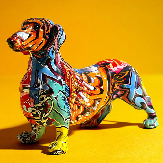 DecorBites™ Colorful Dachshund Resin Statue for Home & Office Decor
