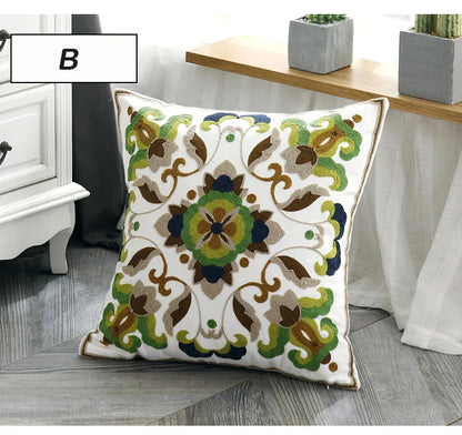 DecorBites™ Ethnic Style Canvas Embroidery Pillow Cover 45x45cm