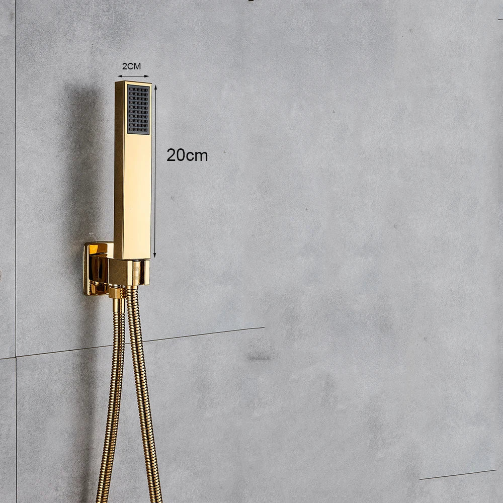 Decorbites™ Grifo de Ducha de Lluvia con Pantalla Digital de 12" en Oro y Control de Palanca Única