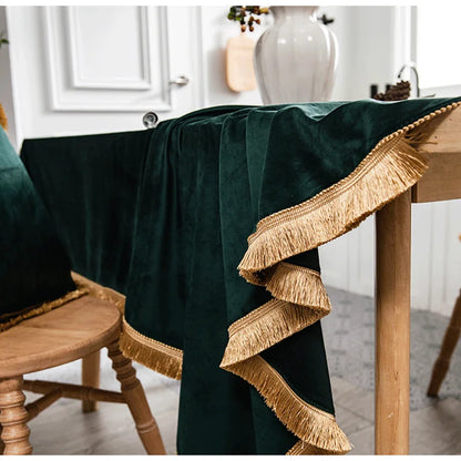 DecorBites™ Gold Velvet Wedding Table Cloth - Premium American Retro Decor