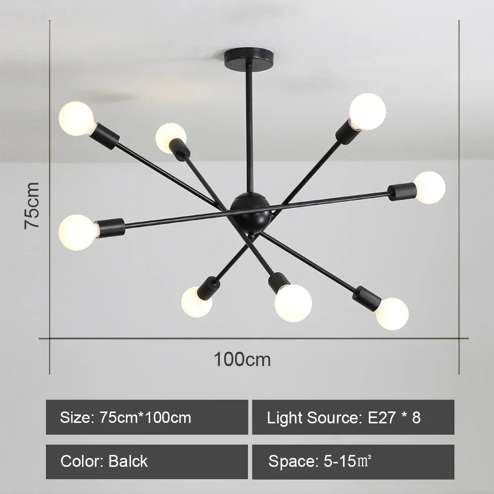 Lámpara de techo LED DecorBites™: Estilo Sputnik moderno e industrial para sala de estar y dormitorio