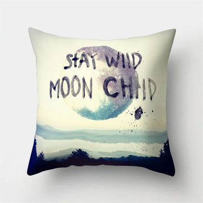 Funda de almohada DecorBites™ con hojas tropicales verdes y diseño de bosque - Decoración natural de olas del océano y montañas