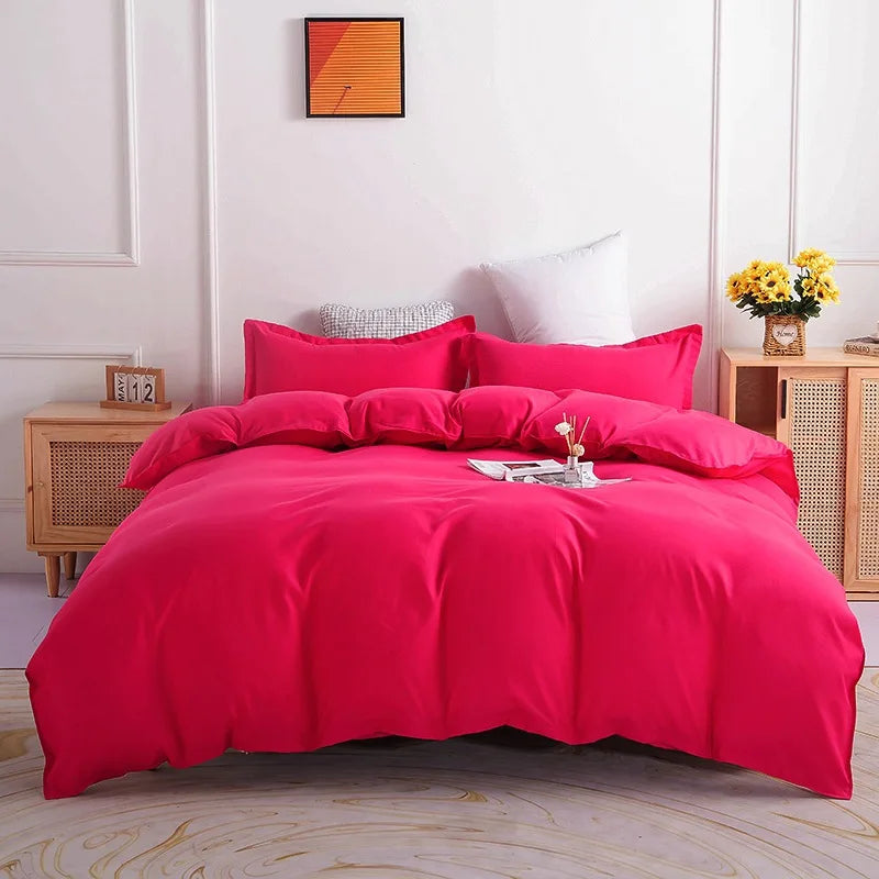 Decobites Brushed Duvet Cover Set, Solid Orange Red, Luxury Hotel Bedding Set