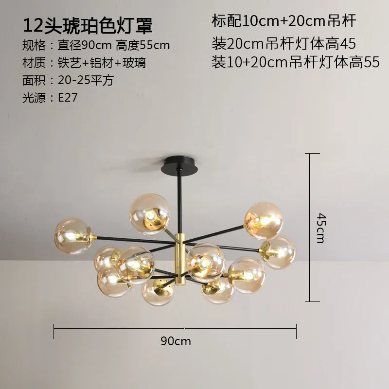 Lámpara de araña LED con bola de cristal DecorBites™ - Luminarias modernas para interiores, ideales para sala de estar y dormitorio.