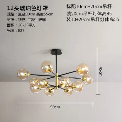 Lámpara de araña LED con bola de cristal DecorBites™ - Luminarias modernas para interiores, ideales para sala de estar y dormitorio.