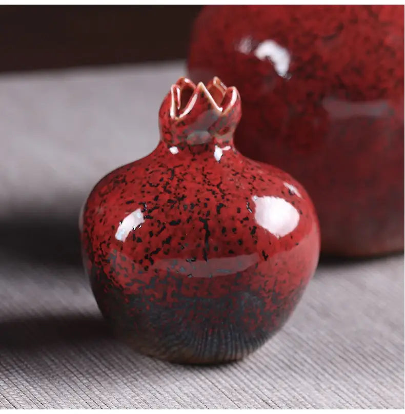 Red Pomegranate Ceramic Vase for Modern Home
