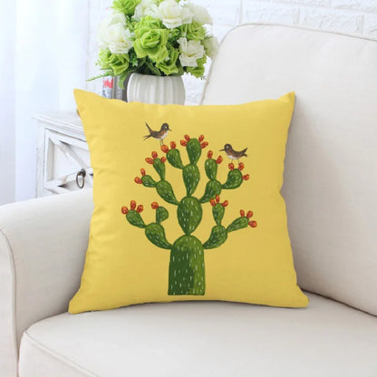 DecorBites™ Cactus Hand Painting Decorative Pillowcase for Sofa, Chair Cushion Home Decor