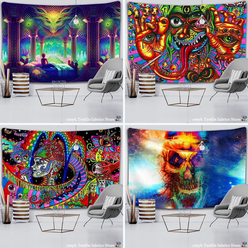 Decobites Mandela Psychedelic Wall Tapestry - Hippie Home Decor & Yoga Throw