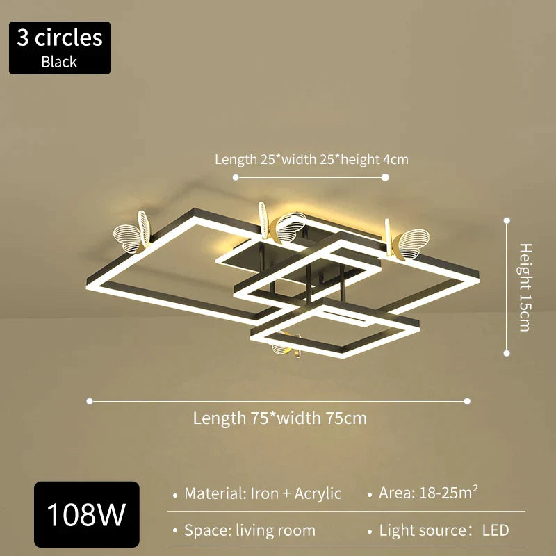 DecorBites™ Butterfly Ceiling Lamp: Modern Rectangular Living Room Light for Master Bedroom