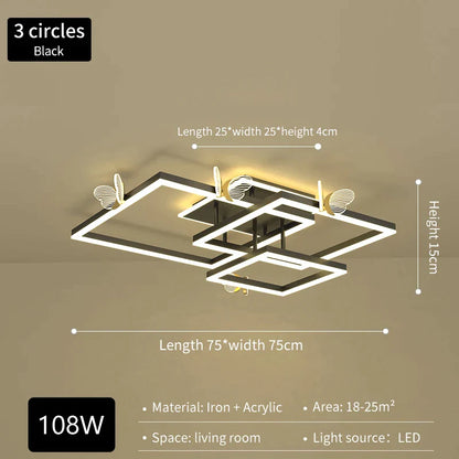 DecorBites™ Butterfly Ceiling Lamp: Modern Rectangular Living Room Light for Master Bedroom