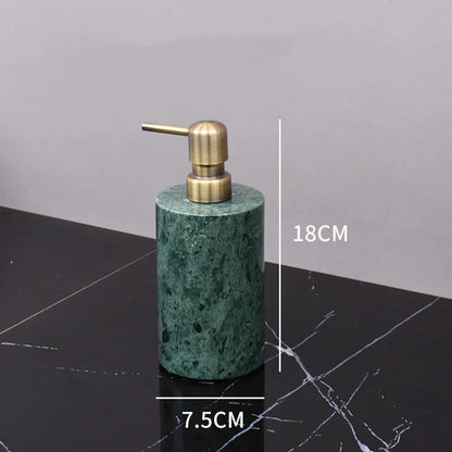 DecorBites™ Dark Green Marble Bathroom Set - Nordic Light Luxury Tray Toothbrush Holder Soap Dispenser Kit