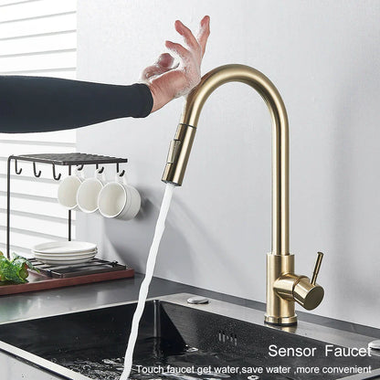 DecorBites™ Gold Kitchen Faucet with Touch Sensor Control for Sensitive Mixer Experience