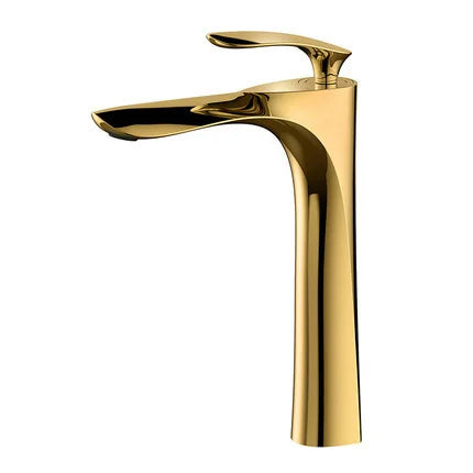 Decorbites™ Grifo de Lavabo Dorado con Asa Única Mezclador de Agua Caliente y Fría Montaje en Cubierta