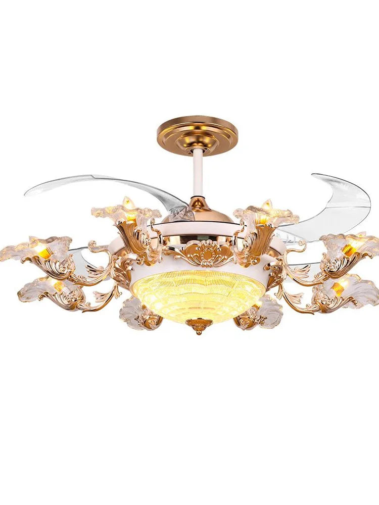 DecorBites™ Golden Retro Ceiling Fan Light with Remote Control and 8 Lights