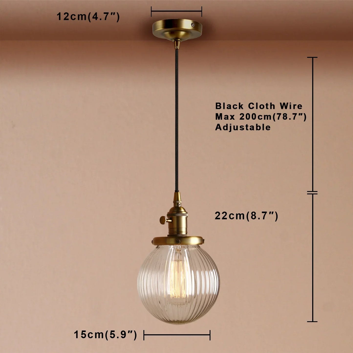 DecorBites™ Clear Glass Globe Pendant Lights E27 Hanglamp for Living Room Loft