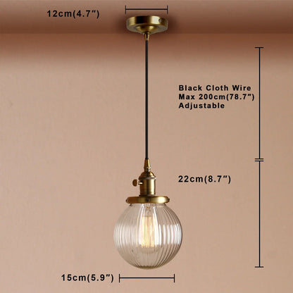 DecorBites™ Clear Glass Globe Pendant Lights E27 Hanglamp for Living Room Loft