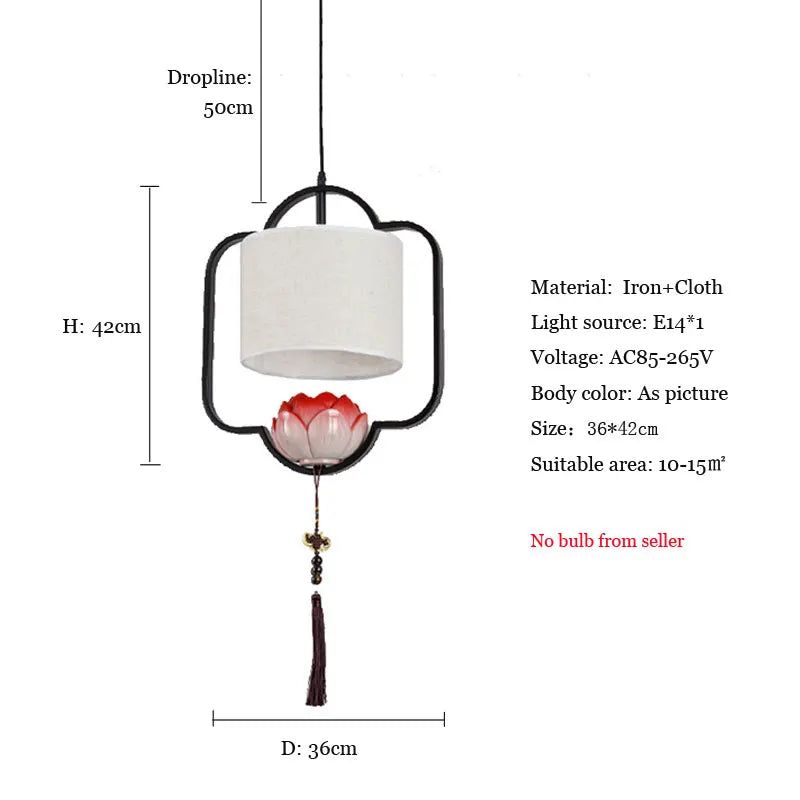 DecorBites™ Chinese Cloth Chandelier for Bedroom, Dining Room, Corridor, Hotel - Light and Stylish