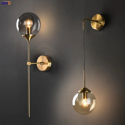 Lámpara de pared LED con bola de cristal DecorBites™ para iluminación nórdica moderna en dormitorios
