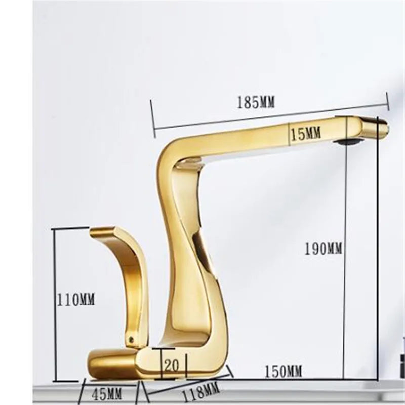 Decorbites™ Grifo de Lavabo Dorado y Blanco: Grifo Mezclador de Latón Moderno para Lavabo de Baño
