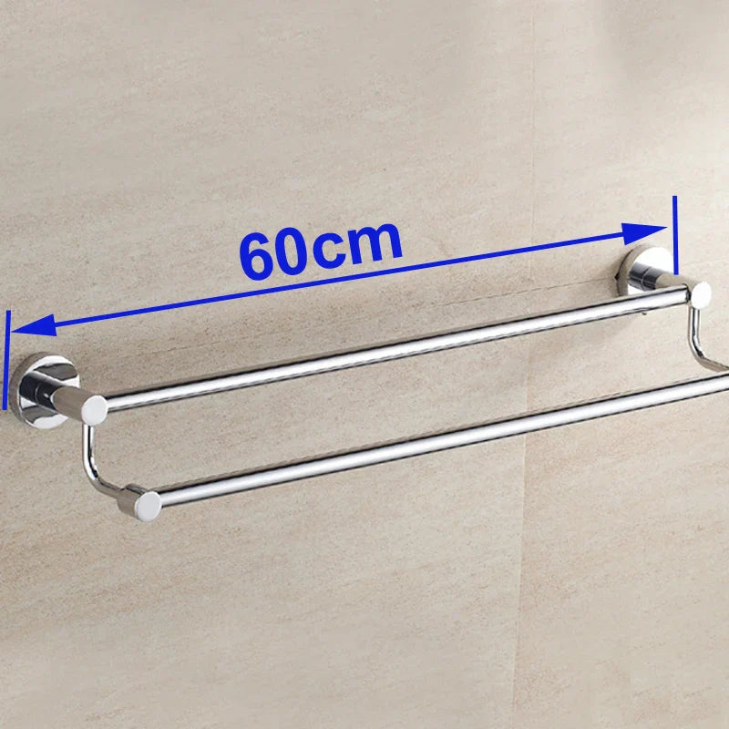 DecorBites™ Double Towel Bar 60cm - Chrome Finish Stainless Steel Bathroom Accessory