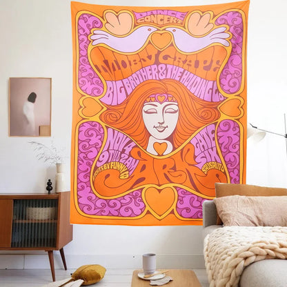 Decobites Retro Psychedelic Hippie Tapestry for Aesthetic Home Decor