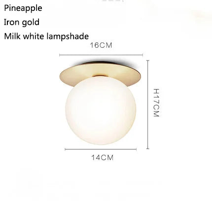 مصباح سقف كرة زجاجية من DecorBites™: إضاءة دائرية بسيطة للممر بتصميم عصري