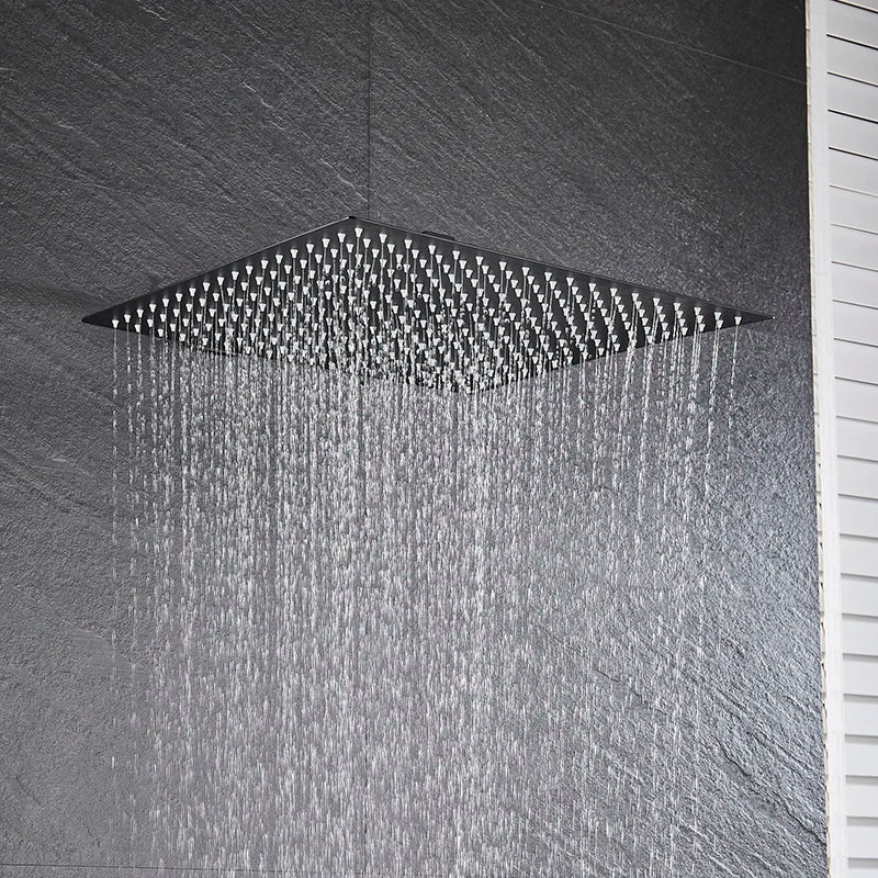 DecorBites™ 16 Inch Stainless Steel Chrome Square Rainfall Shower Head for Bathroom