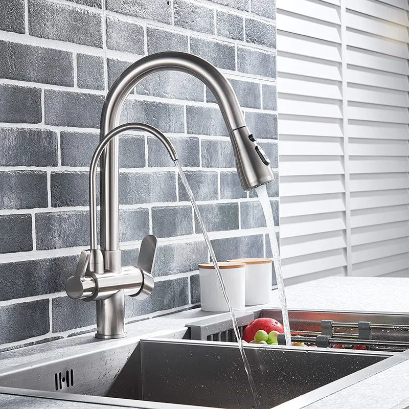 Decorbites™ Zweihand-Wasserfilter-Küchenarmatur Deckenmontiert 360° Drehbarer Mischbatterie