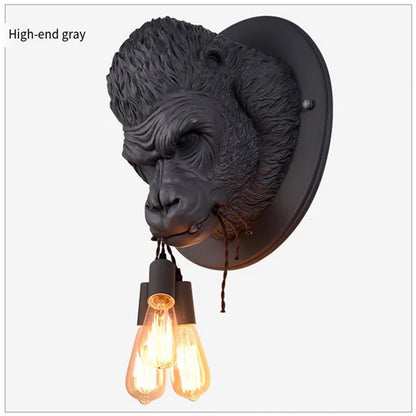 DecorBites™ Gorilla Resin Wall Lamp: Modern Retro LED Sconce for Bedroom Decor