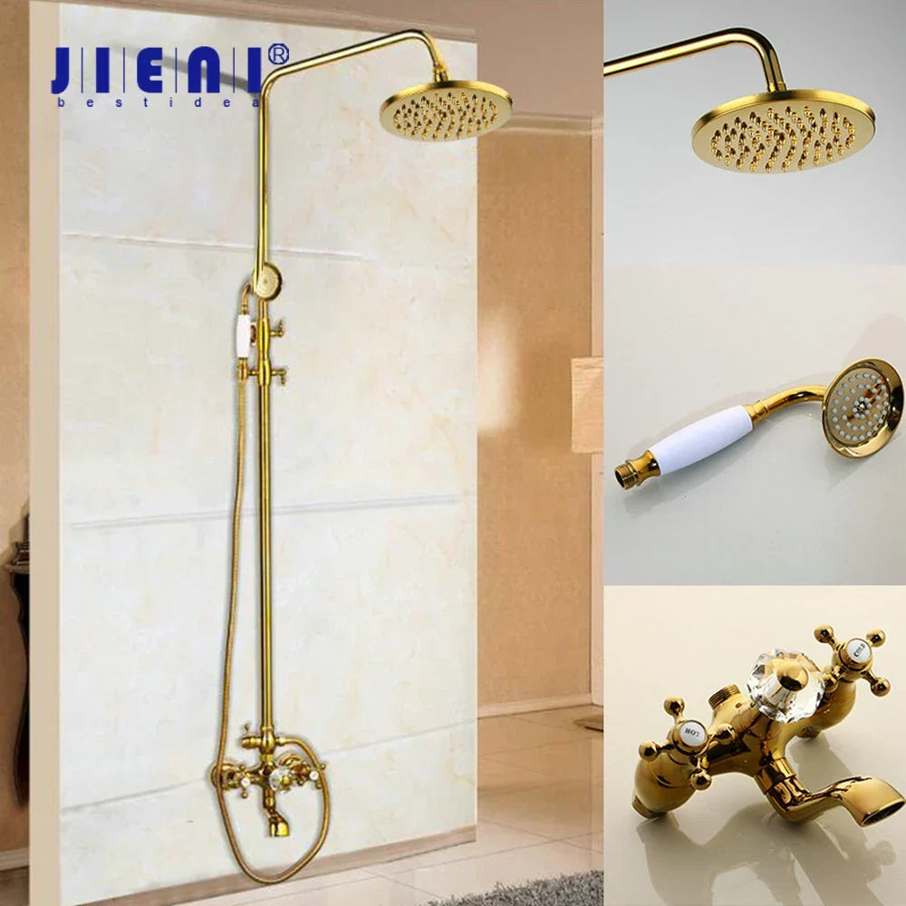 DecorBites™ Golden Polished Shower Head with High Pressure Aerator Nozzle