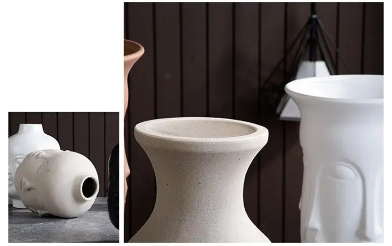 Handmade Ceramic Face Vase for Home Decor