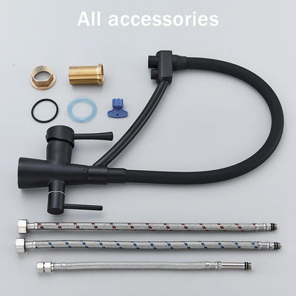 DecorBites™ Black 2-in-1 Pull Down Kitchen Faucet with Filtered Water