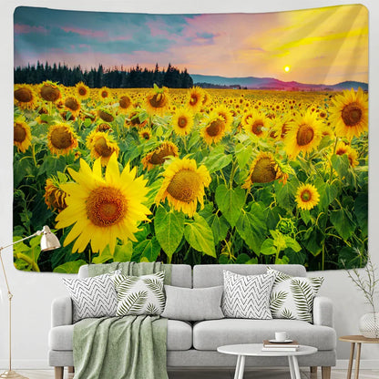 Sunflower Sunshine Tapestry by Decobites - Large Fabric Wall Hanging Decor for Bedroom